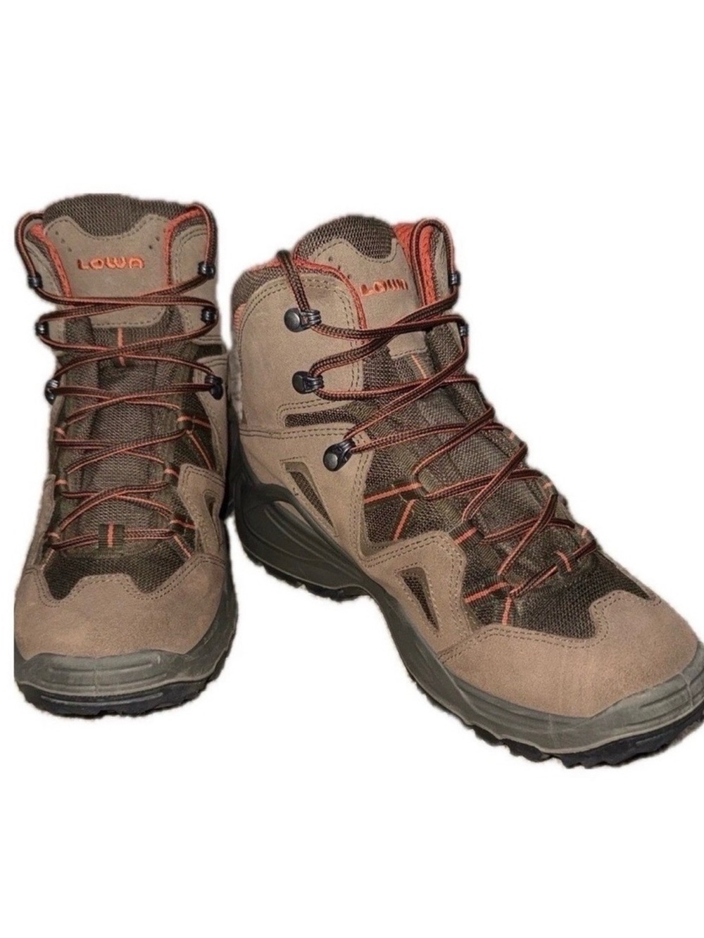 LOWA Zephyr Mid Hiking Boots Nubuck Trail Outdoor‎ Brown Orange | Men's US 9